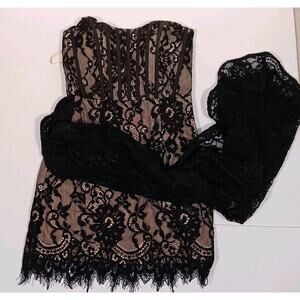 Elle Zeitoune Style Bodice Black Lace Dress Angel Corset Mini Side Zip Size 8